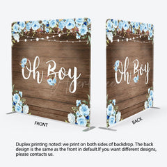 Aperturee - Aperturee Floral Wooden Baby Shower Square Tension Backdrop