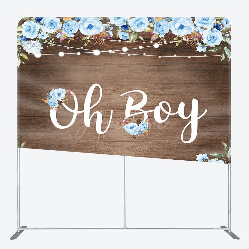 Aperturee - Aperturee Floral Wooden Baby Shower Square Tension Backdrop