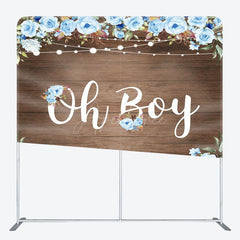 Aperturee - Aperturee Floral Wooden Baby Shower Square Tension Backdrop