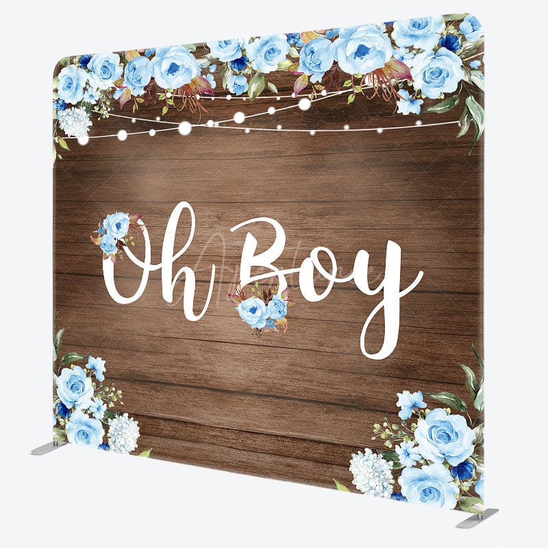 Aperturee - Aperturee Floral Wooden Baby Shower Square Tension Backdrop
