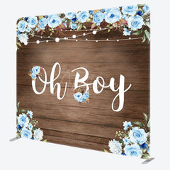 Aperturee - Aperturee Floral Wooden Baby Shower Square Tension Backdrop
