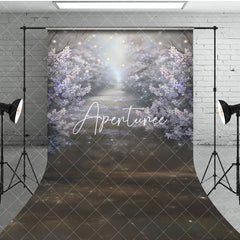 Aperturee - Aperturee Foggy Pink Misty Blossoms Garden Photo Sweep Backdrop