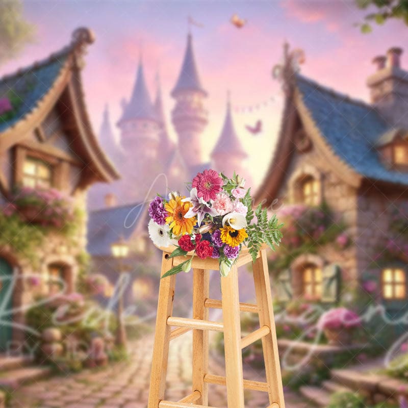 Aperturee - Aperturee Foggy Whimsical French Kingdom Spring Photo Backdrop