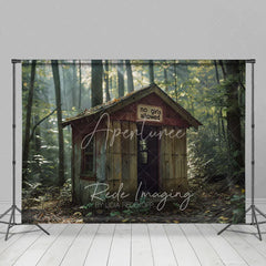Aperturee - Aperturee Forest Cabin Wood Shack Backdrop No Girls Allowed Sign Treehouse Background for Boy Adventure