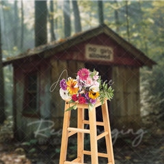 Aperturee - Aperturee Forest Cabin Wood Shack Backdrop No Girls Allowed Sign Treehouse Background for Boy Adventure