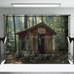 Aperturee - Aperturee Forest Cabin Wood Shack Backdrop No Girls Allowed Sign Treehouse Background for Boy Adventure