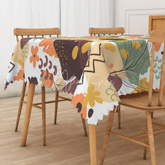 Aperturee - Aperturee Fresh Abstract Art Tablecloth with Earthy Tones Modern and Natural Design for Contemporary Decor