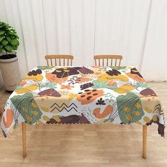 Aperturee - Aperturee Fresh Abstract Art Tablecloth with Earthy Tones Modern and Natural Design for Contemporary Decor