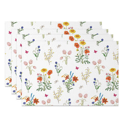 Aperturee - Aperturee Fresh and Bright Spring Floral Placemats Set of 4 for Easter Holiday and Cheerful Garden Party Decor