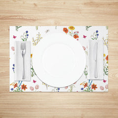 Aperturee - Aperturee Fresh and Bright Spring Floral Placemats Set of 4 for Easter Holiday and Cheerful Garden Party Decor
