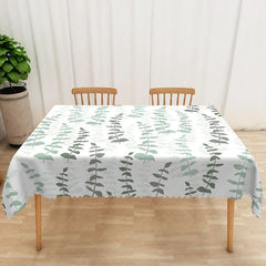 Aperturee - Aperturee Fresh and Sweet Green Spring Leaves Rectangle Tablecloth for Easter Holiday and Garden Party Dining