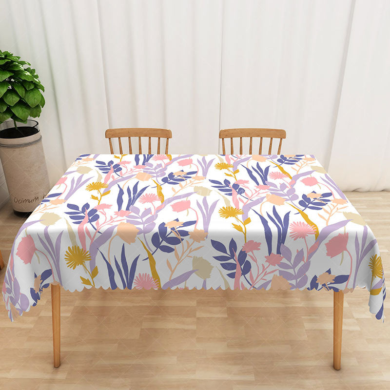 Aperturee - Aperturee Fresh and Sweet Rectangle Tablecloth with Colorful Plant Pattern for Fun and Modern Kitchen Dining Decor