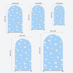Aperturee - Aperturee Fresh Blue Spring Daisy Happy Birthday Arch Backdrop