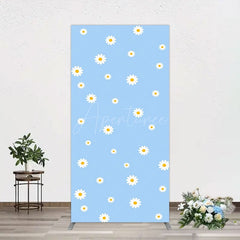 Aperturee - Aperturee Fresh Blue Spring Daisy Happy Birthday Rectangle Backdrop