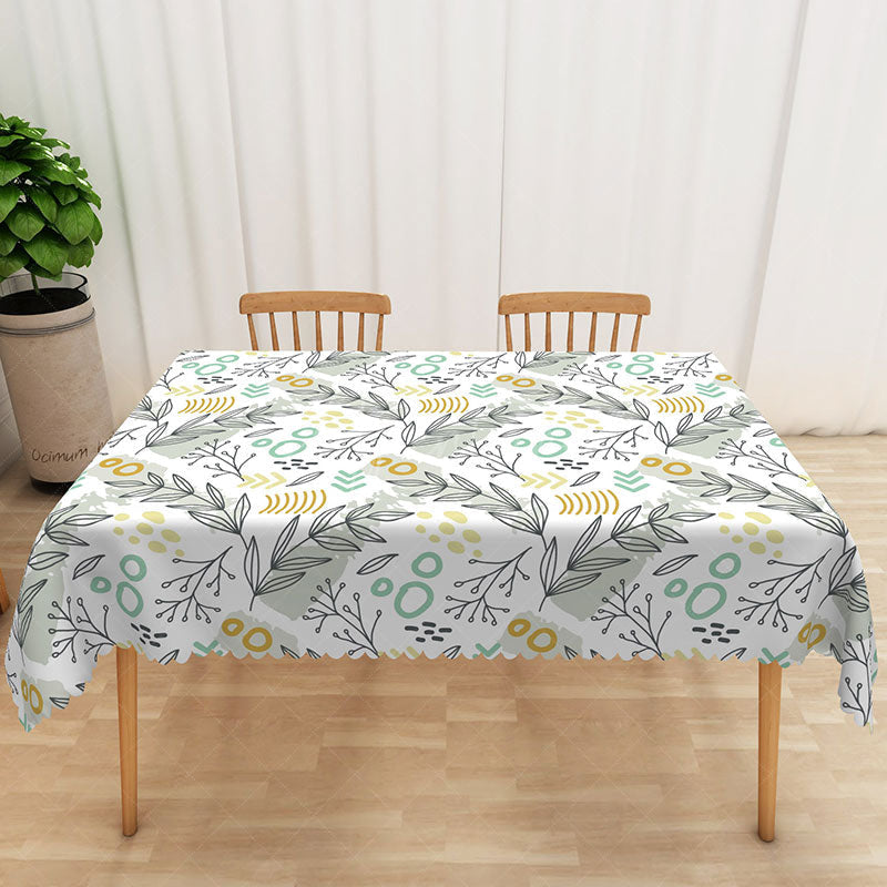 Aperturee - Aperturee Fresh Boho Autumn Rectangle Tablecloth with Fallen Leaves for Rustic Thanksgiving and Fall Harvest Decor