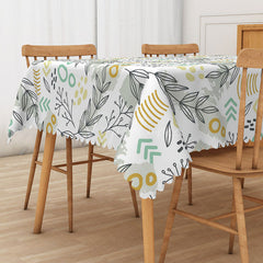 Aperturee - Aperturee Fresh Boho Autumn Rectangle Tablecloth with Fallen Leaves for Rustic Thanksgiving and Fall Harvest Decor