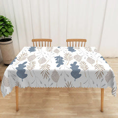Aperturee - Aperturee Fresh Boho Rectangle Tablecloth with Creative Leaf Shapes for Modern and Artistic Botanical Decor