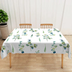 Aperturee - Aperturee Fresh Boho Spring Tablecloth with Green Leaves for Botanical Themed Wedding or Baby Shower Decor