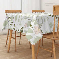 Aperturee - Aperturee Fresh Cartoon Floral Tablecloth with Cute Flowers and Leaves for Kids Spring Party and Cheerful Decor