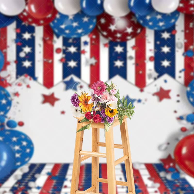 Aperturee - Aperturee Fresh Color USA Flag Birthday Cake Smash Backdrop