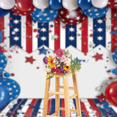 Aperturee - Aperturee Fresh Color USA Flag Birthday Cake Smash Backdrop