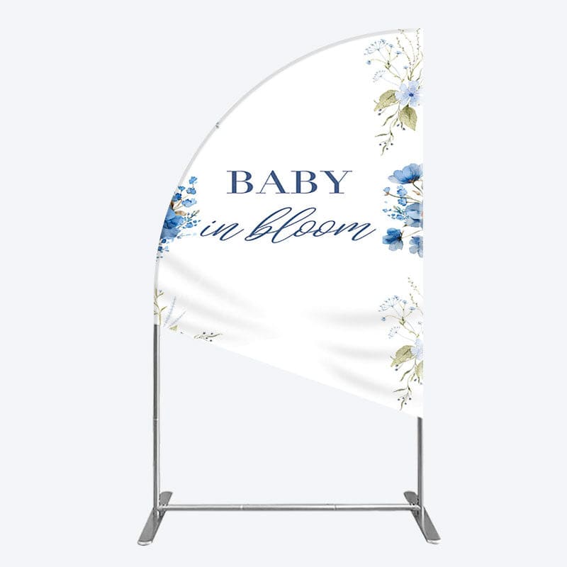 Aperturee - Aperturee Fresh Floral Bloom Boho Baby Shower Half Moon Arch Backdrop