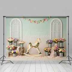 Aperturee - Aperturee Fresh Floral Trojan Windows Cake Smash Backdrop
