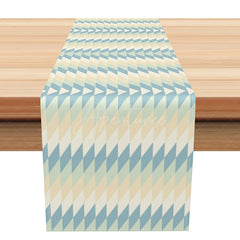 Aperturee - Aperturee Fresh Geometric Table Runner with Repeating Diamond Shapes Simple and Modern Kitchen Decor in Pastel Colors