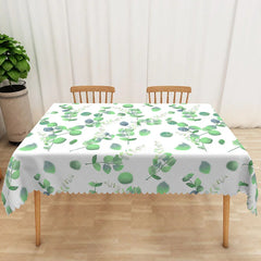 Aperturee - Aperturee Fresh Green Boho Leaf Tablecloth for Spring Botanical Design for Modern Kitchen and Dining Decor