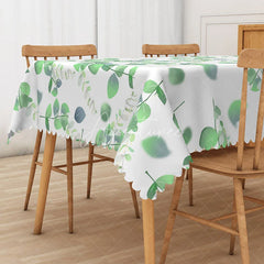 Aperturee - Aperturee Fresh Green Boho Leaf Tablecloth for Spring Botanical Design for Modern Kitchen and Dining Decor