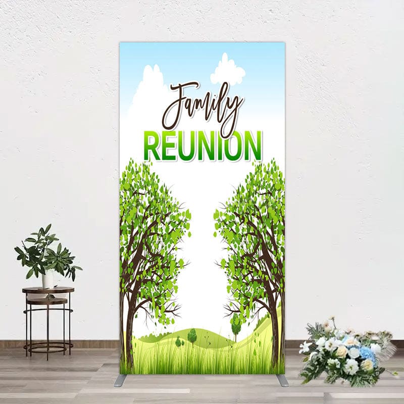 Aperturee - Aperturee Fresh Green Trees Scene Family Reunion Rectangle Backdrop
