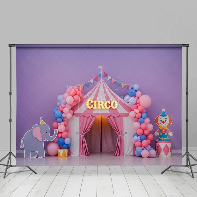 Aperturee - Aperturee Fresh Macaron Colored Circus Cake Smash Backdrop