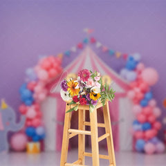 Aperturee - Aperturee Fresh Macaron Colored Circus Cake Smash Backdrop