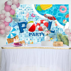 Aperturee - Aperturee Fresh Outdoor Summer Pool Party Birthday Backdrop
