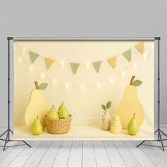 Aperturee - Aperturee Fresh Pear Flag Light Photography Cake Smash Backdrop