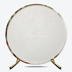 Aperturee - Aperturee Fresh Red Strawberry and White Blossom Round Backdrop Rustic Wooden Swing for Spring or Summer Party Decor