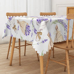Aperturee - Aperturee Fresh Spring Lavender Tablecloth in Purple for Garden Party Wedding or French Country Themed Decor