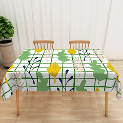 Aperturee - Aperturee Fresh Spring Tablecloth with Boho Green Plaid Pattern for Farmhouse Kitchen and St. Patrick’s Day Decor