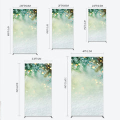 Aperturee - Aperturee Frosted Pine Branches and Sparkling Lights Winter Holiday Rectangle Arch Backdrop Christmas Snow Scene Decor