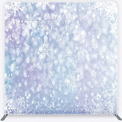 Aperturee - Aperturee Frozen Snowflake Tension Fabric Backdrop Light Blue and Purple Winter Photography Background