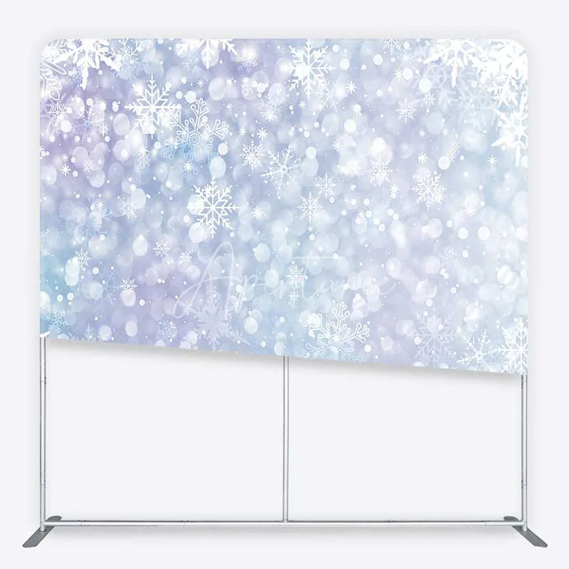 Aperturee - Aperturee Frozen Snowflake Tension Fabric Backdrop Light Blue and Purple Winter Photography Background