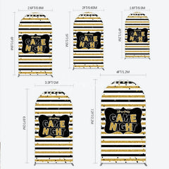 Aperturee - Aperturee Game Night Party Arch Backdrop in Black and Gold Glitter Life is a Party Theme Adult Birthday Photo Booth Decor