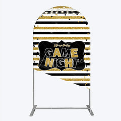 Aperturee - Aperturee Game Night Party Arch Backdrop in Black and Gold Glitter Life is a Party Theme Adult Birthday Photo Booth Decor