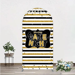 Aperturee - Aperturee Game Night Party Arch Backdrop in Black and Gold Glitter Life is a Party Theme Adult Birthday Photo Booth Decor