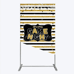 Aperturee - Aperturee Game Night Party Rectangle Backdrop in Black and Gold Glitter Life is a Party Theme Adult Birthday Photo Booth Decor