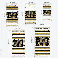 Aperturee - Aperturee Game Night Party Rectangle Backdrop in Black and Gold Glitter Life is a Party Theme Adult Birthday Photo Booth Decor