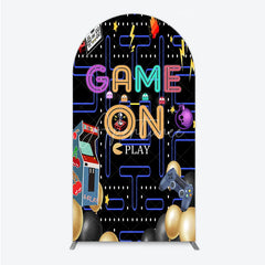 Aperturee - Aperturee Game On Retro Arcade Arch Backdrop for Birthday 80s Video Game Inspired Theme Pixel Party Photo Booth Decor