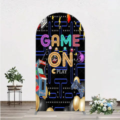 Aperturee - Aperturee Game On Retro Arcade Arch Backdrop for Birthday 80s Video Game Inspired Theme Pixel Party Photo Booth Decor