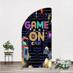 Aperturee - Aperturee Game On Retro Arcade Half Moon Arch Backdrop for Birthday 80s Video Game Inspired Theme Pixel Party Photo Booth Decor