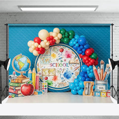 Aperturee - Aperturee Geography World Map Back To School Backdrop Paint Splatter Globe Primary Colors Background Study Photography Prop